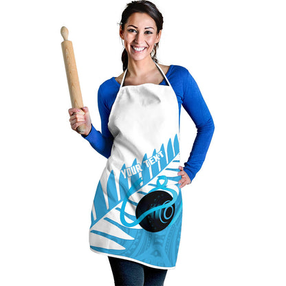 New Zealand Lawn Bowls Prostate Cancer Custom Apron Aotearoa Maori Silver Fern Blue Ribbon
