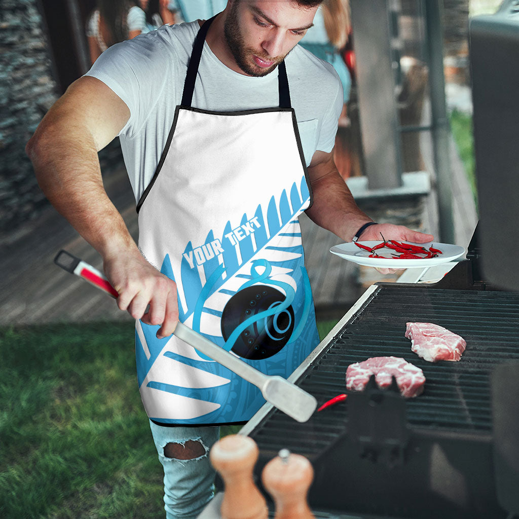 New Zealand Lawn Bowls Prostate Cancer Custom Apron Aotearoa Maori Silver Fern Blue Ribbon