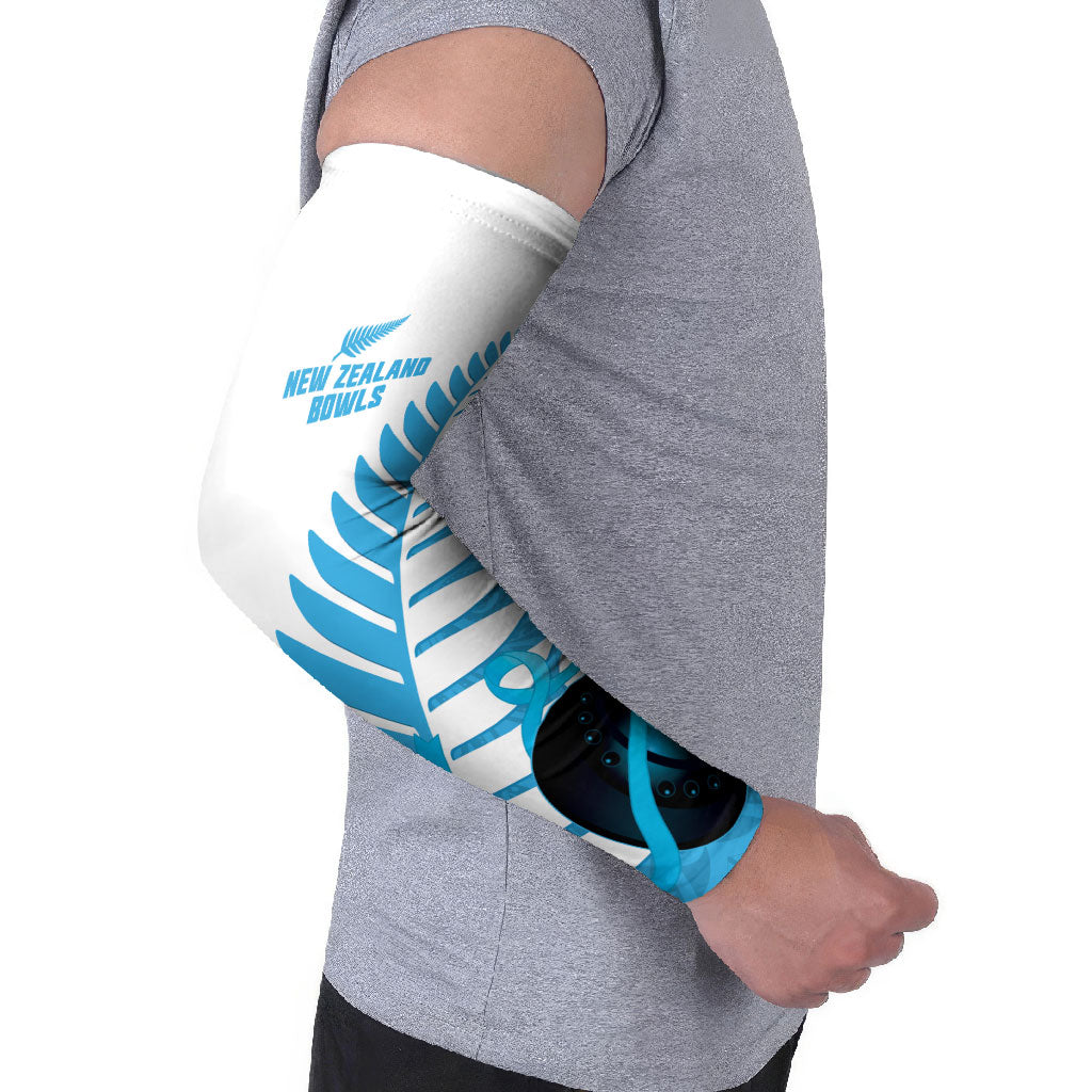 New Zealand Lawn Bowls Prostate Cancer Custom Arm Sleeves Aotearoa Maori Silver Fern Blue Ribbon
