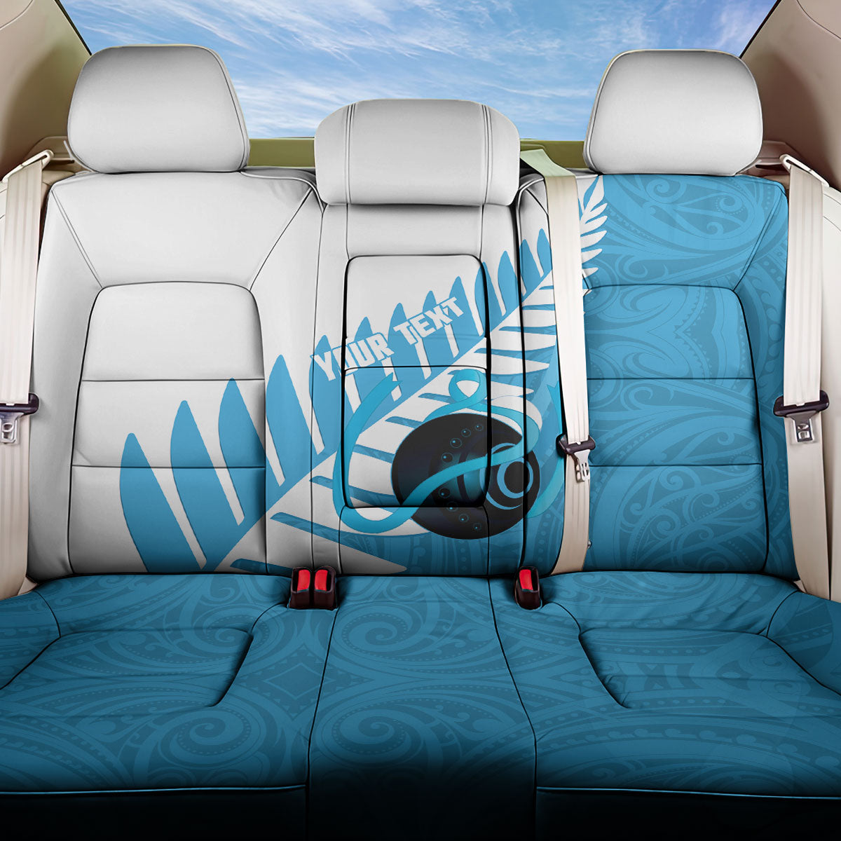 New Zealand Lawn Bowls Prostate Cancer Custom Back Car Seat Cover Aotearoa Maori Silver Fern Blue Ribbon