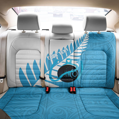 New Zealand Lawn Bowls Prostate Cancer Custom Back Car Seat Cover Aotearoa Maori Silver Fern Blue Ribbon