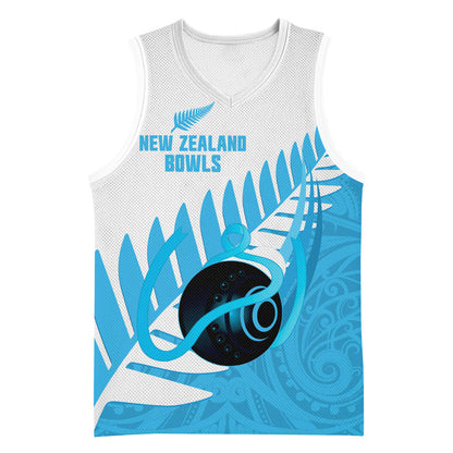New Zealand Lawn Bowls Prostate Cancer Custom Basketball Jersey Aotearoa Maori Silver Fern Blue Ribbon