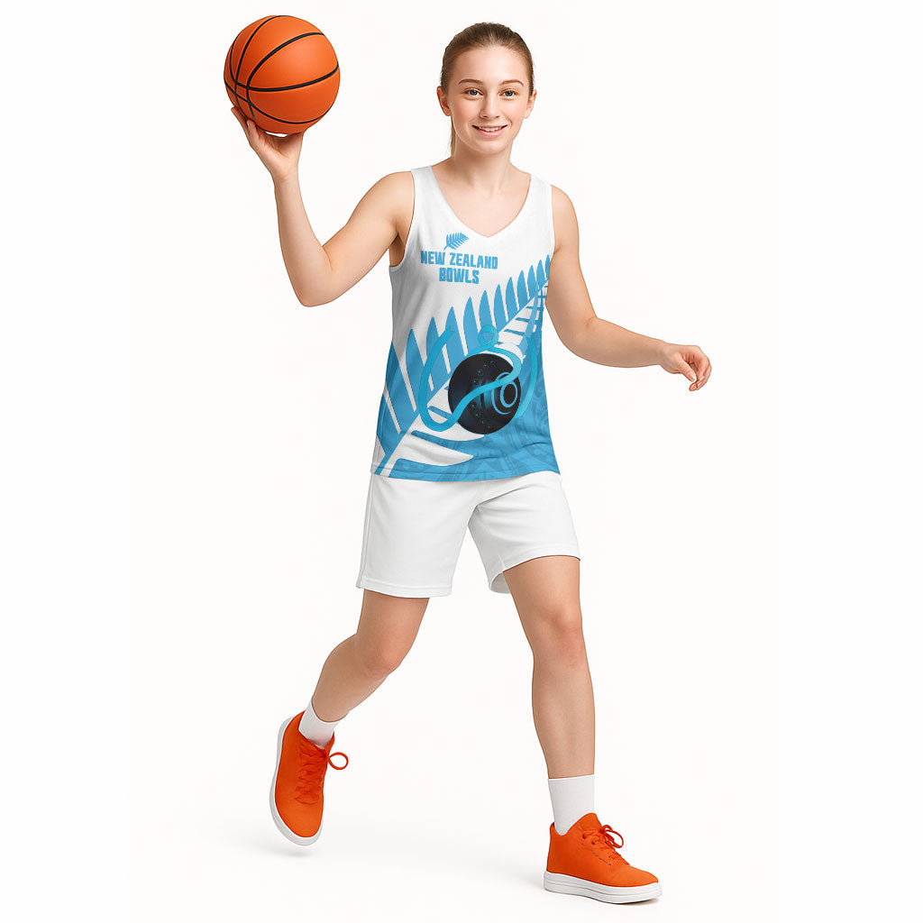 New Zealand Lawn Bowls Prostate Cancer Custom Basketball Jersey Aotearoa Maori Silver Fern Blue Ribbon
