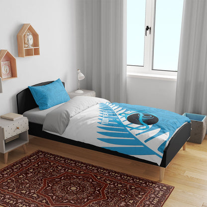 New Zealand Lawn Bowls Prostate Cancer Custom Bedding Set Aotearoa Maori Silver Fern Blue Ribbon