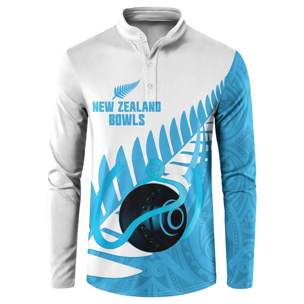 New Zealand Lawn Bowls Prostate Cancer Custom Button Sweatshirt Aotearoa Maori Silver Fern Blue Ribbon