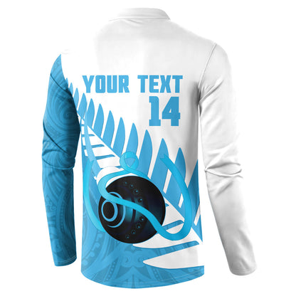 New Zealand Lawn Bowls Prostate Cancer Custom Button Sweatshirt Aotearoa Maori Silver Fern Blue Ribbon