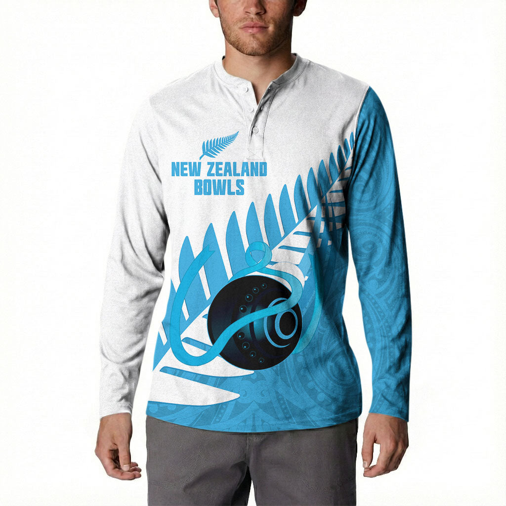 New Zealand Lawn Bowls Prostate Cancer Custom Button Sweatshirt Aotearoa Maori Silver Fern Blue Ribbon