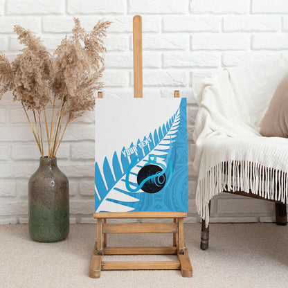 New Zealand Lawn Bowls Prostate Cancer Custom Canvas Wall Art Aotearoa Maori Silver Fern Blue Ribbon