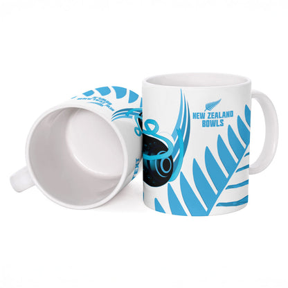 New Zealand Lawn Bowls Prostate Cancer Custom Ceramic Mug Aotearoa Maori Silver Fern Blue Ribbon