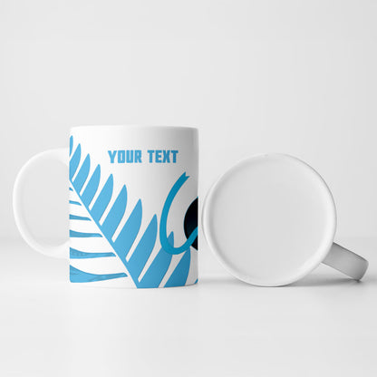 New Zealand Lawn Bowls Prostate Cancer Custom Ceramic Mug Aotearoa Maori Silver Fern Blue Ribbon
