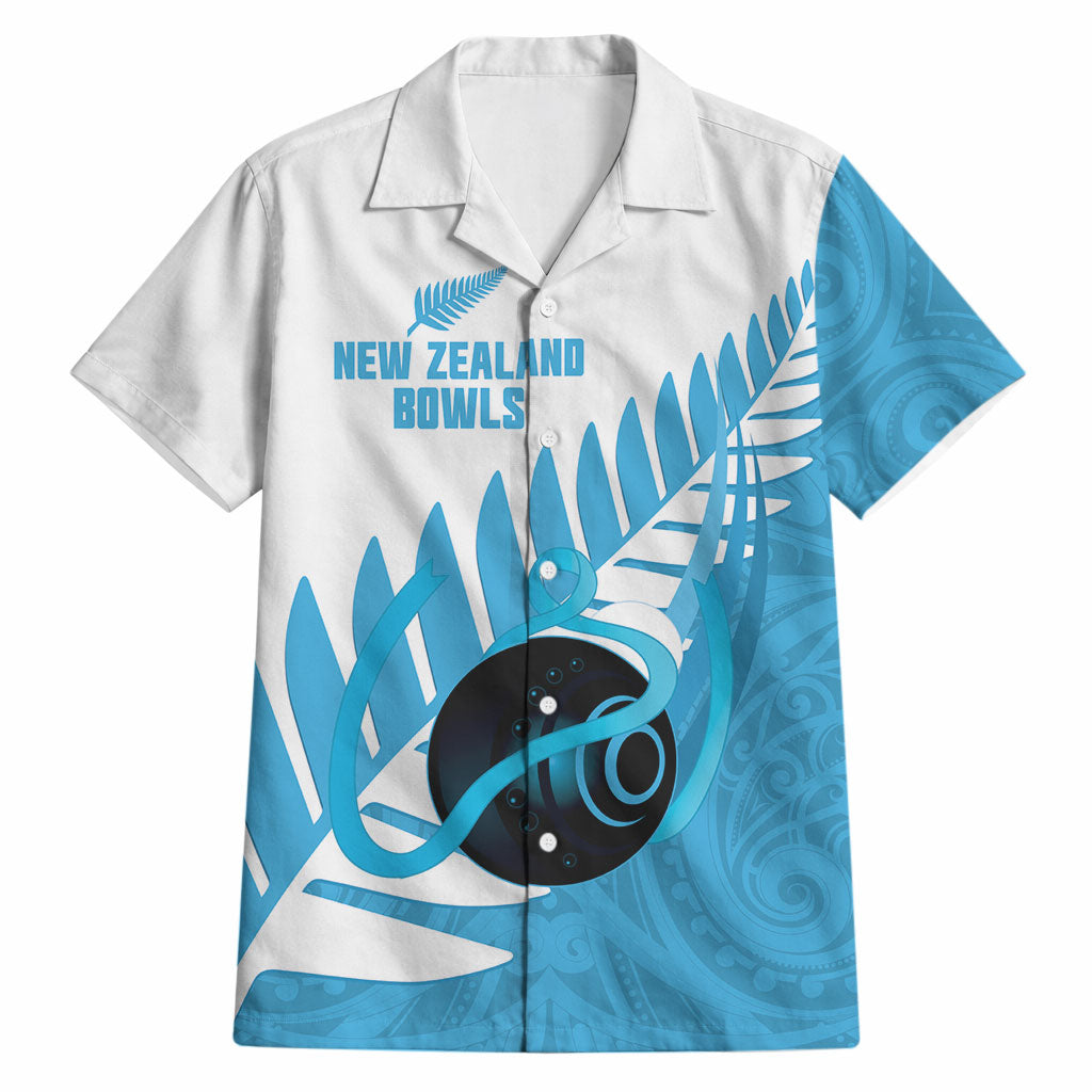 New Zealand Lawn Bowls Prostate Cancer Custom Hawaiian Shirt Aotearoa Maori Silver Fern Blue Ribbon