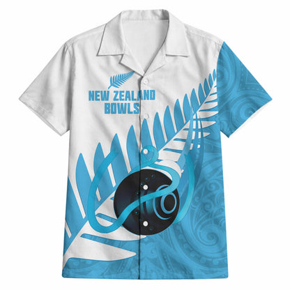 New Zealand Lawn Bowls Prostate Cancer Custom Hawaiian Shirt Aotearoa Maori Silver Fern Blue Ribbon