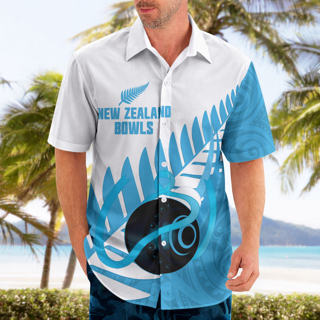 New Zealand Lawn Bowls Prostate Cancer Custom Hawaiian Shirt Aotearoa Maori Silver Fern Blue Ribbon