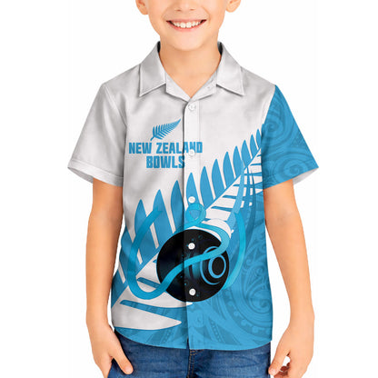 New Zealand Lawn Bowls Prostate Cancer Custom Hawaiian Shirt Aotearoa Maori Silver Fern Blue Ribbon