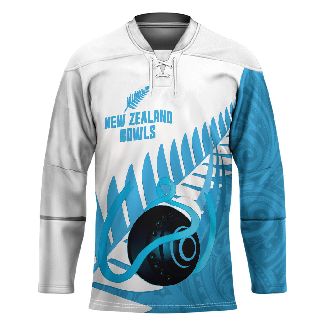 New Zealand Lawn Bowls Prostate Cancer Custom Hockey Jersey Aotearoa Maori Silver Fern Blue Ribbon