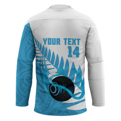 New Zealand Lawn Bowls Prostate Cancer Custom Hockey Jersey Aotearoa Maori Silver Fern Blue Ribbon