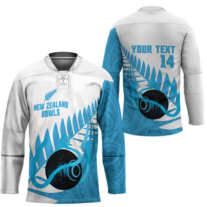 New Zealand Lawn Bowls Prostate Cancer Custom Hockey Jersey Aotearoa Maori Silver Fern Blue Ribbon