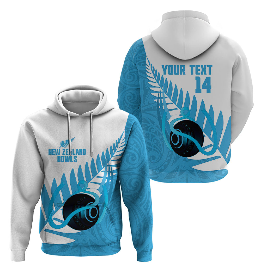 New Zealand Lawn Bowls Prostate Cancer Custom Hoodie Aotearoa Maori Silver Fern Blue Ribbon