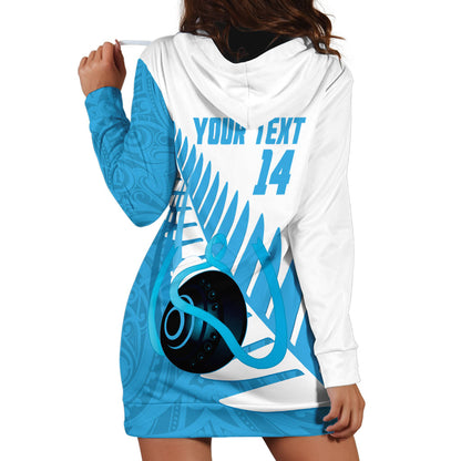 New Zealand Lawn Bowls Prostate Cancer Custom Hoodie Dress Aotearoa Maori Silver Fern Blue Ribbon