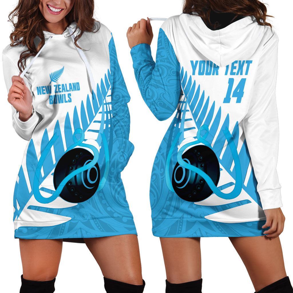 New Zealand Lawn Bowls Prostate Cancer Custom Hoodie Dress Aotearoa Maori Silver Fern Blue Ribbon