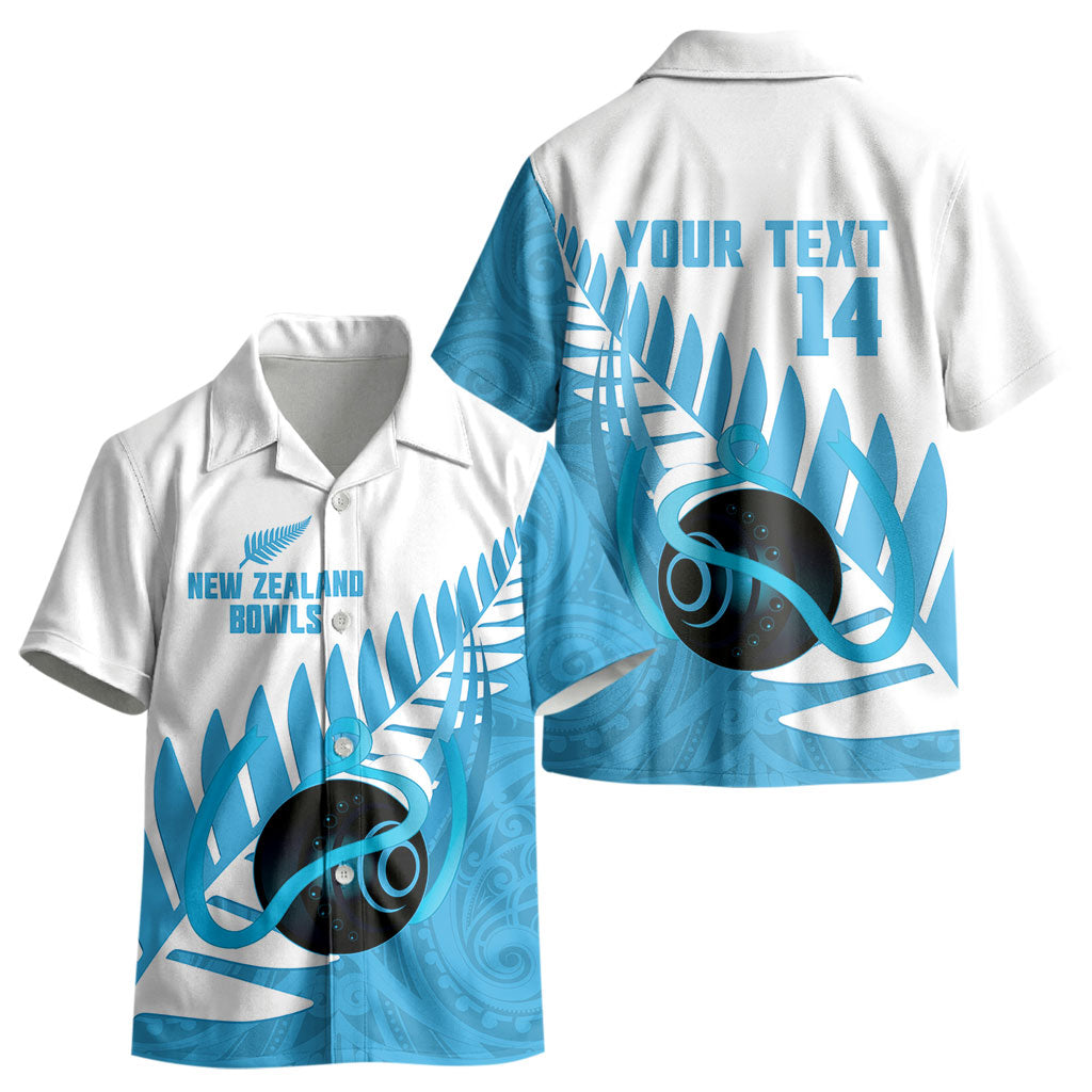 New Zealand Lawn Bowls Prostate Cancer Custom Kid Hawaiian Shirt Aotearoa Maori Silver Fern Blue Ribbon