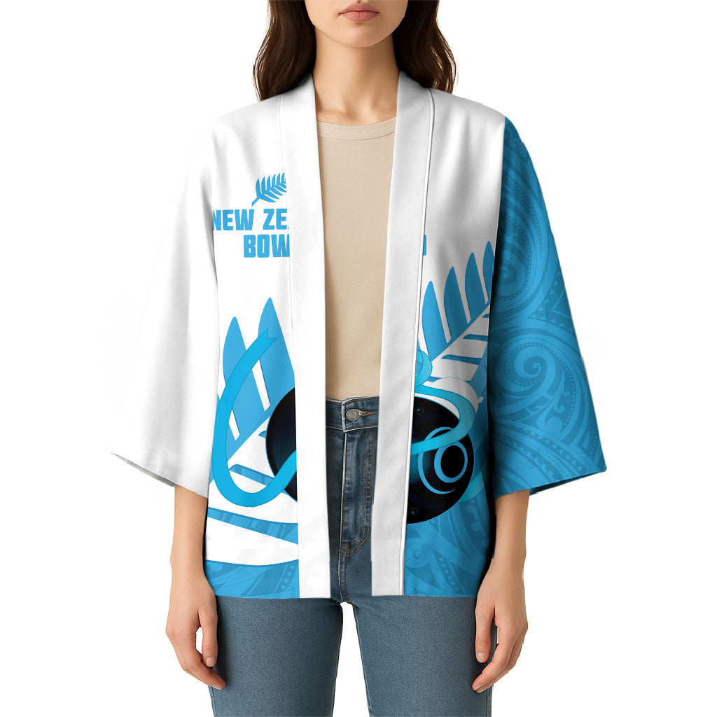 New Zealand Lawn Bowls Prostate Cancer Custom Kimono Aotearoa Maori Silver Fern Blue Ribbon
