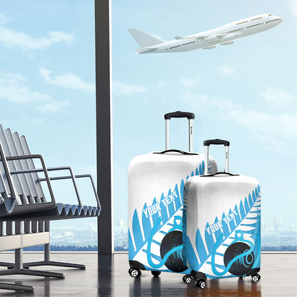 New Zealand Lawn Bowls Prostate Cancer Custom Luggage Cover Aotearoa Maori Silver Fern Blue Ribbon