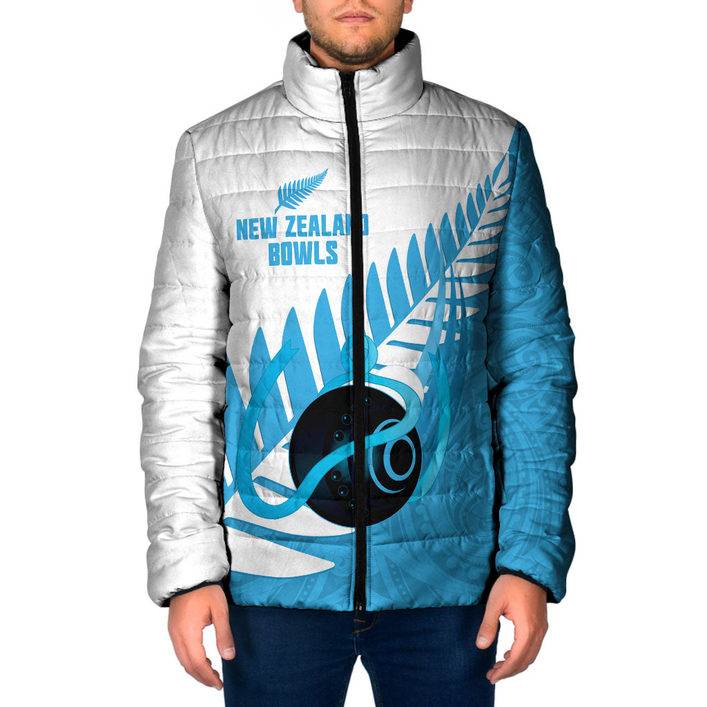 New Zealand Lawn Bowls Prostate Cancer Custom Padded Jacket Aotearoa Maori Silver Fern Blue Ribbon