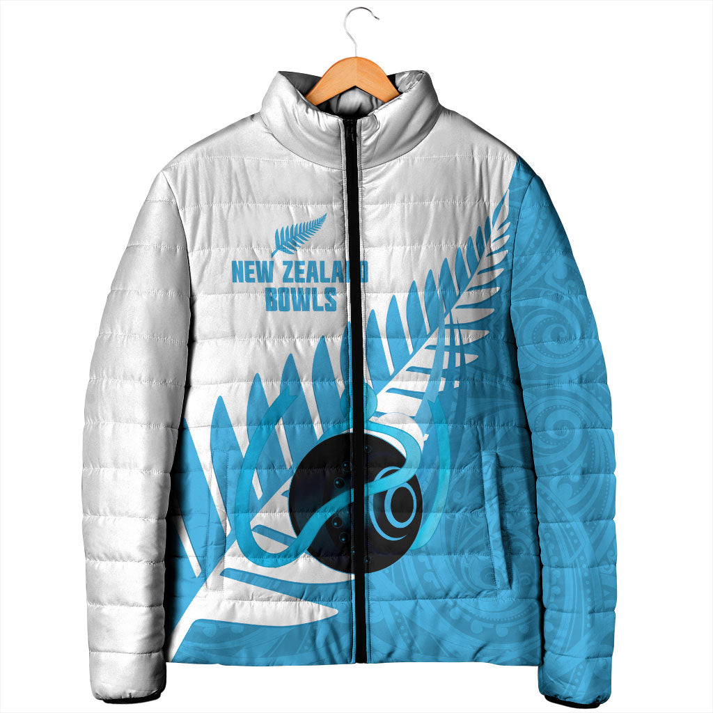 New Zealand Lawn Bowls Prostate Cancer Custom Padded Jacket Aotearoa Maori Silver Fern Blue Ribbon
