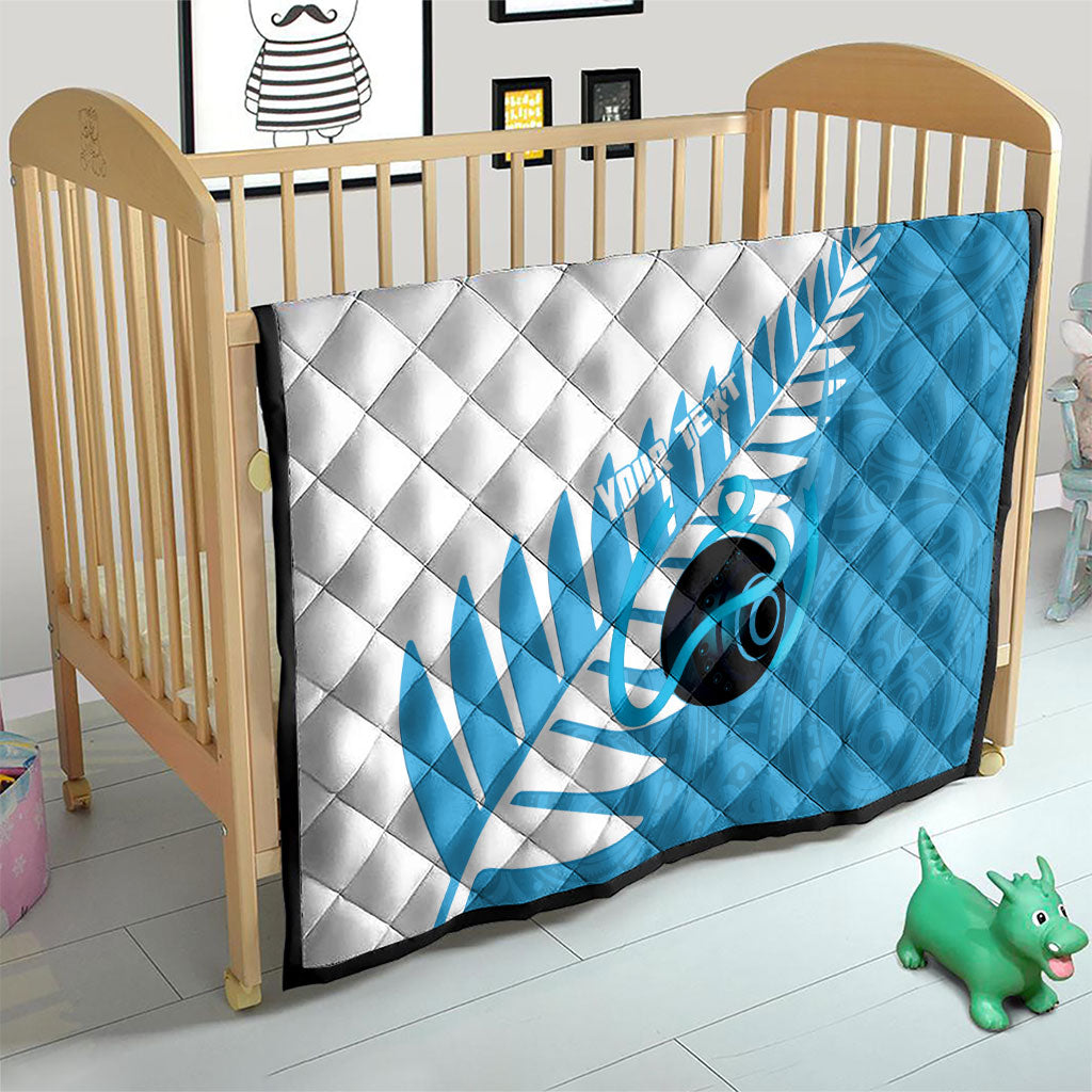 New Zealand Lawn Bowls Prostate Cancer Custom Quilt Aotearoa Maori Silver Fern Blue Ribbon