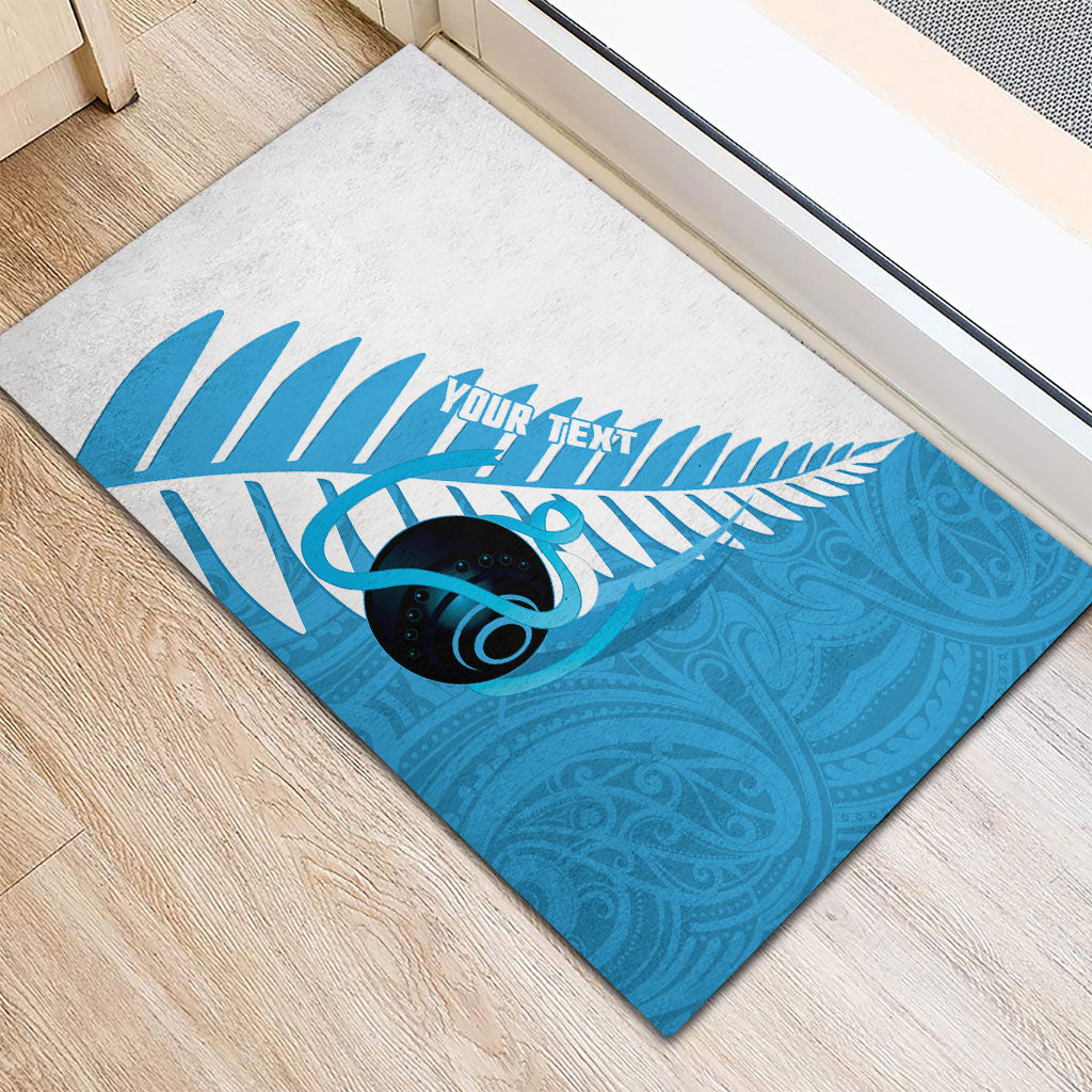 New Zealand Lawn Bowls Prostate Cancer Custom Rubber Doormat Aotearoa Maori Silver Fern Blue Ribbon
