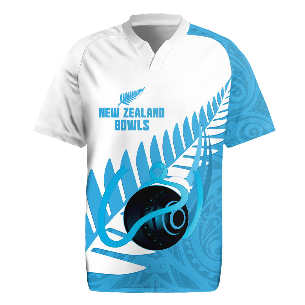 New Zealand Lawn Bowls Prostate Cancer Custom Rugby Jersey Aotearoa Maori Silver Fern Blue Ribbon