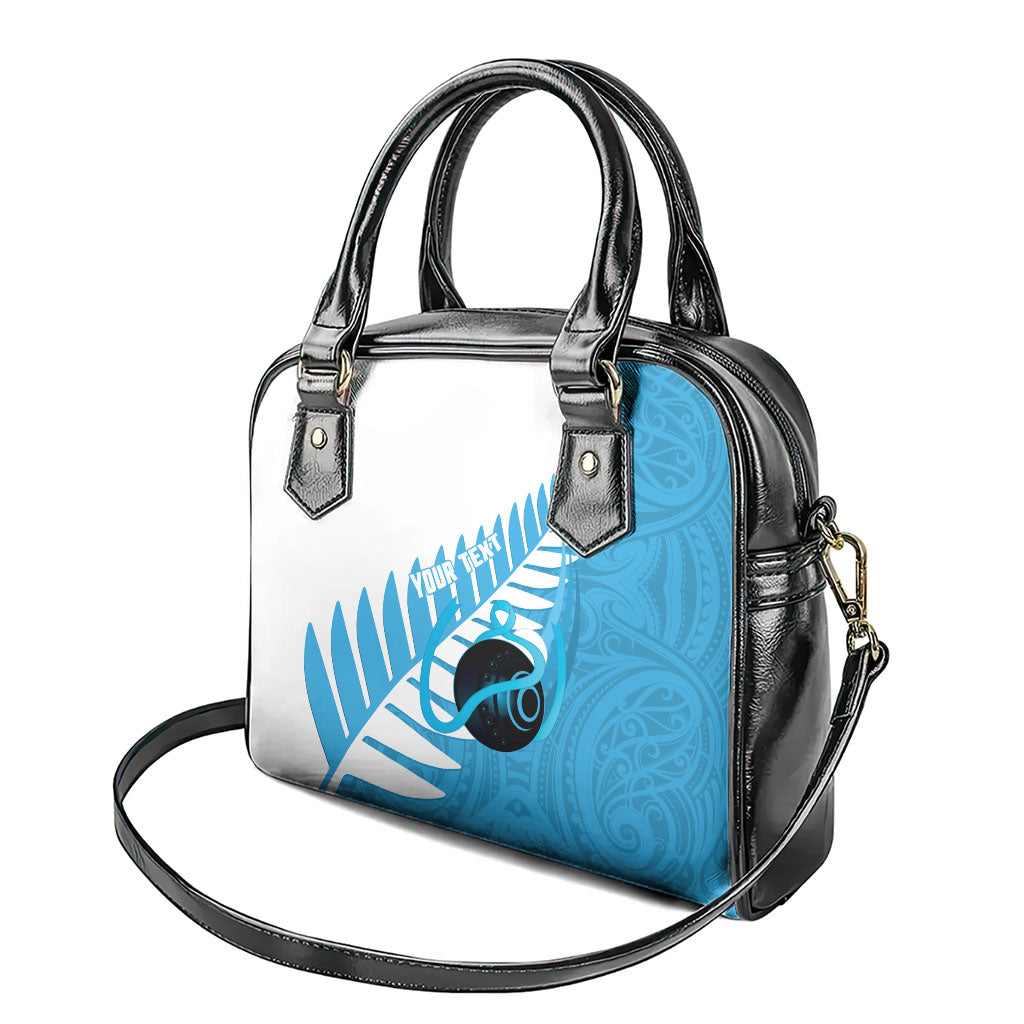 New Zealand Lawn Bowls Prostate Cancer Custom Shoulder Handbag Aotearoa Maori Silver Fern Blue Ribbon
