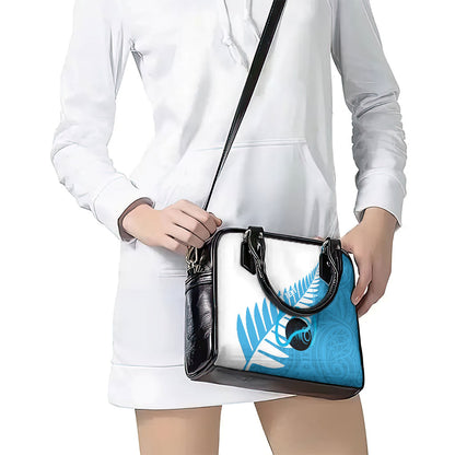 New Zealand Lawn Bowls Prostate Cancer Custom Shoulder Handbag Aotearoa Maori Silver Fern Blue Ribbon