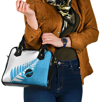 New Zealand Lawn Bowls Prostate Cancer Custom Shoulder Handbag Aotearoa Maori Silver Fern Blue Ribbon