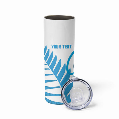 New Zealand Lawn Bowls Prostate Cancer Custom Skinny Tumbler Aotearoa Maori Silver Fern Blue Ribbon