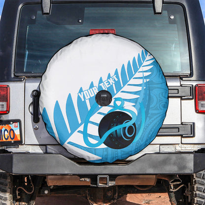 New Zealand Lawn Bowls Prostate Cancer Custom Spare Tire Cover Aotearoa Maori Silver Fern Blue Ribbon