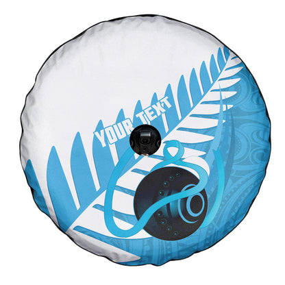 New Zealand Lawn Bowls Prostate Cancer Custom Spare Tire Cover Aotearoa Maori Silver Fern Blue Ribbon