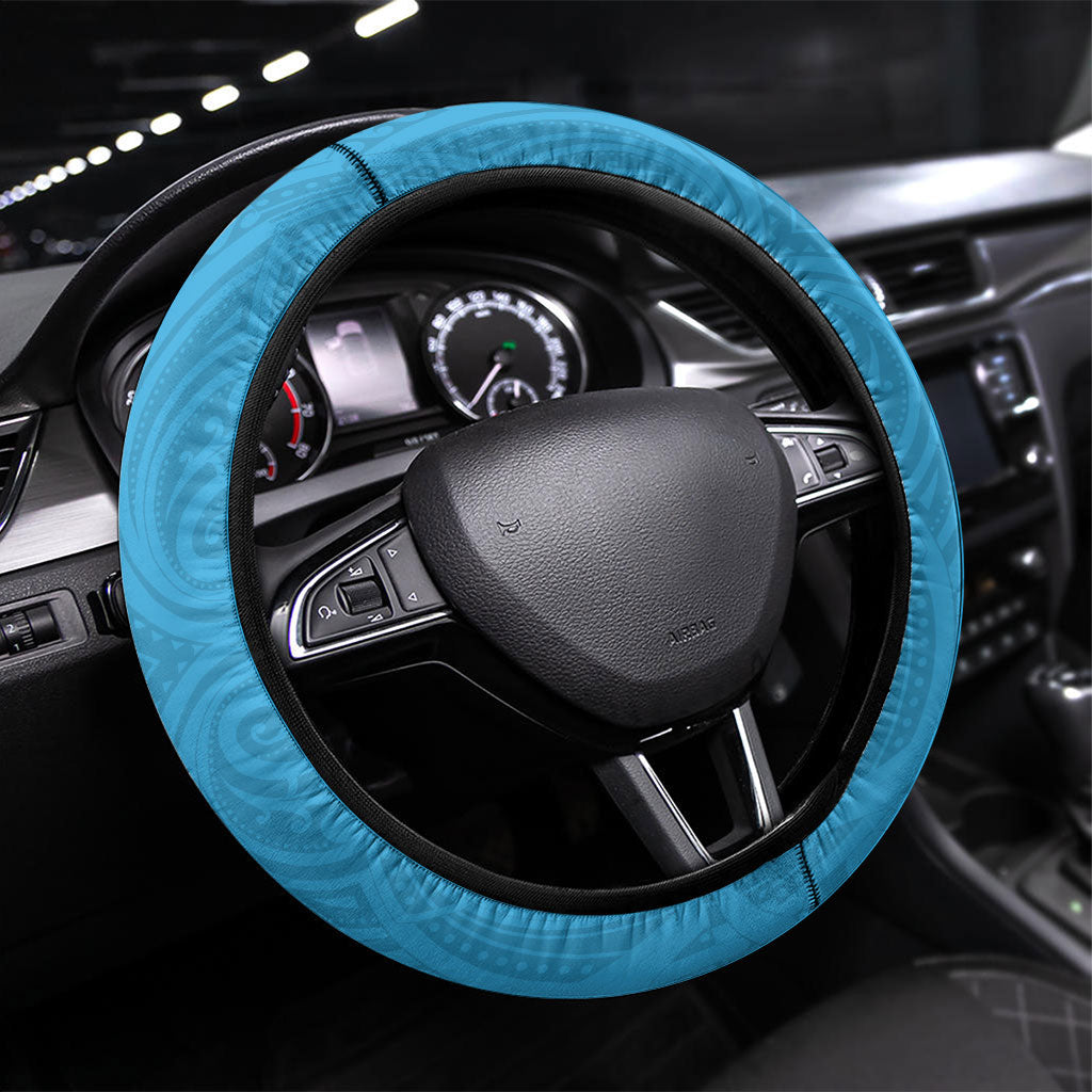 New Zealand Lawn Bowls Prostate Cancer Steering Wheel Cover Aotearoa Maori Silver Fern Blue Ribbon