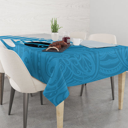 New Zealand Lawn Bowls Prostate Cancer Custom Tablecloth Aotearoa Maori Silver Fern Blue Ribbon