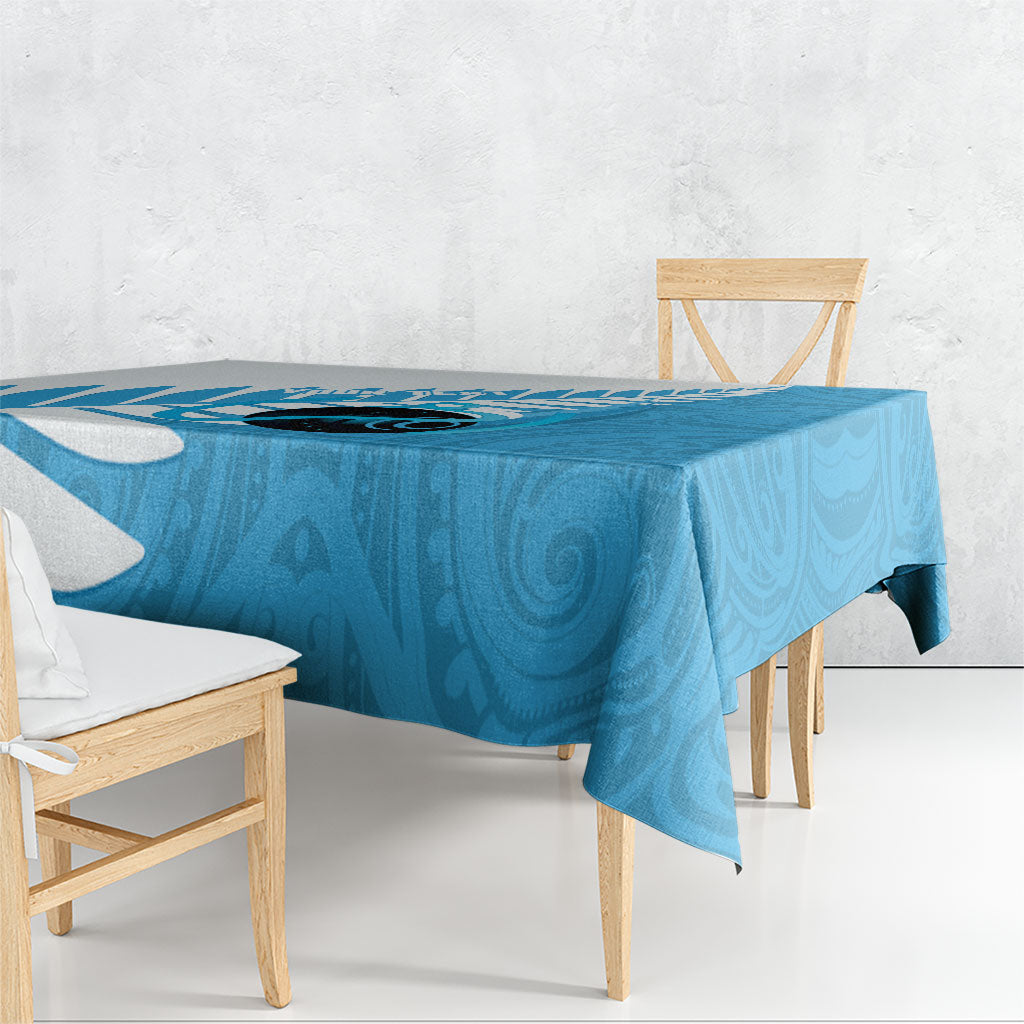 New Zealand Lawn Bowls Prostate Cancer Custom Tablecloth Aotearoa Maori Silver Fern Blue Ribbon