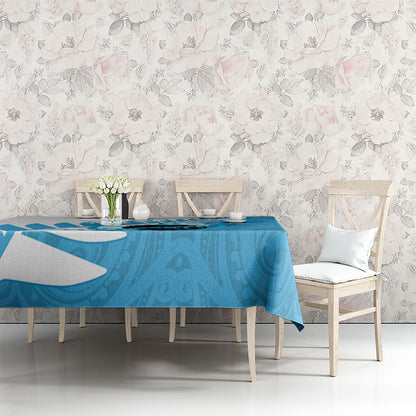 New Zealand Lawn Bowls Prostate Cancer Custom Tablecloth Aotearoa Maori Silver Fern Blue Ribbon