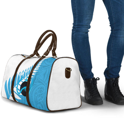 New Zealand Lawn Bowls Prostate Cancer Custom Travel Bag Aotearoa Maori Silver Fern Blue Ribbon