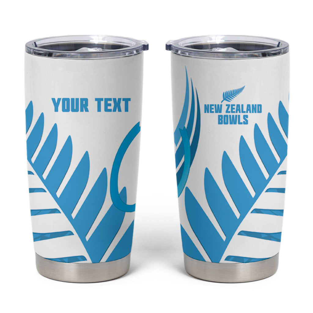 New Zealand Lawn Bowls Prostate Cancer Custom Tumbler Cup Aotearoa Maori Silver Fern Blue Ribbon