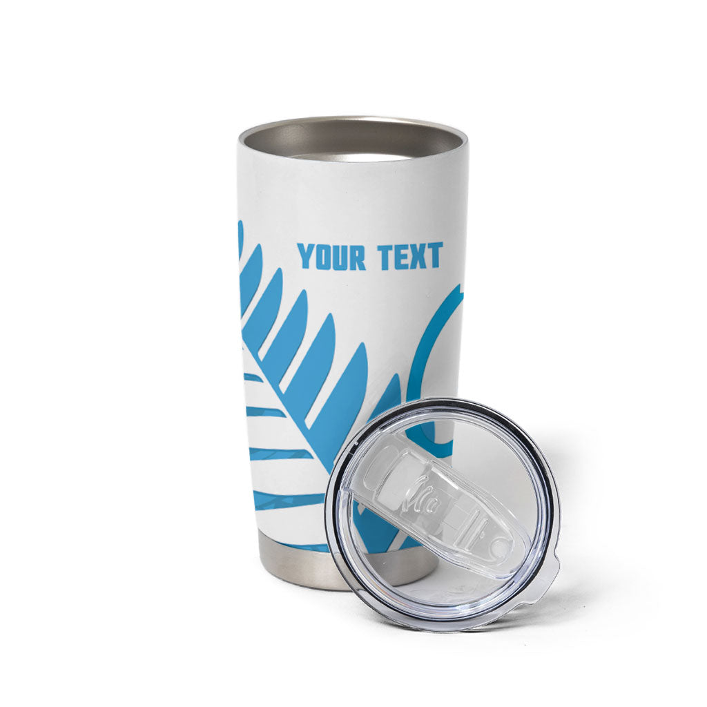 New Zealand Lawn Bowls Prostate Cancer Custom Tumbler Cup Aotearoa Maori Silver Fern Blue Ribbon