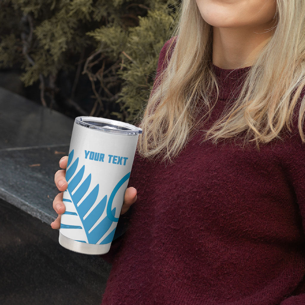 New Zealand Lawn Bowls Prostate Cancer Custom Tumbler Cup Aotearoa Maori Silver Fern Blue Ribbon