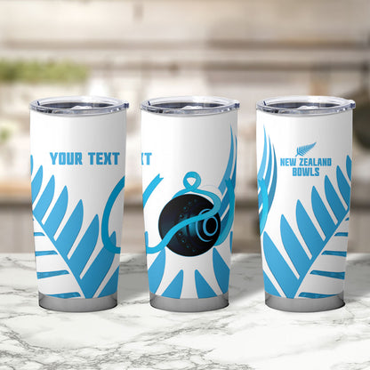 New Zealand Lawn Bowls Prostate Cancer Custom Tumbler Cup Aotearoa Maori Silver Fern Blue Ribbon