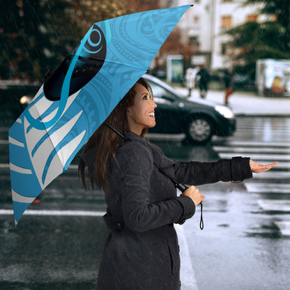 New Zealand Lawn Bowls Prostate Cancer Custom Umbrella Aotearoa Maori Silver Fern Blue Ribbon