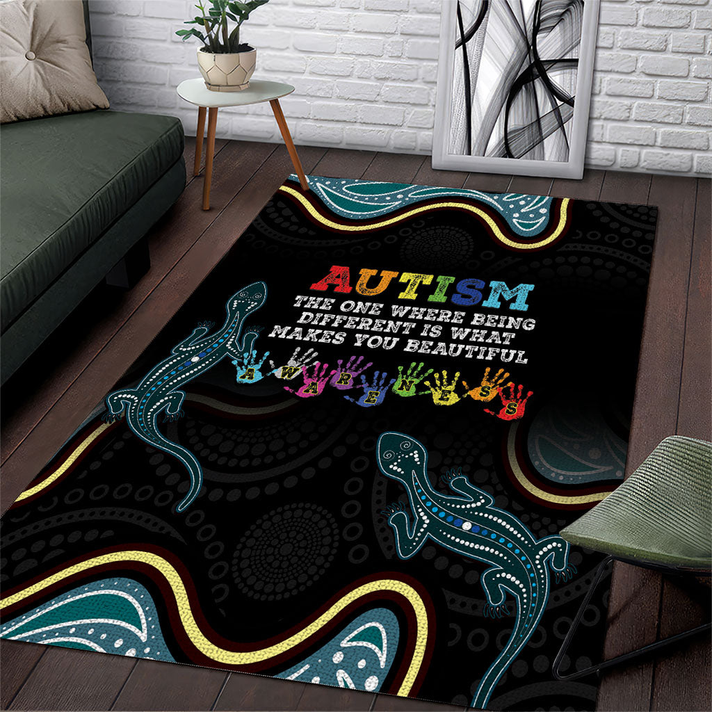 Australia Autism Support Aboriginal Lizard Area Rug