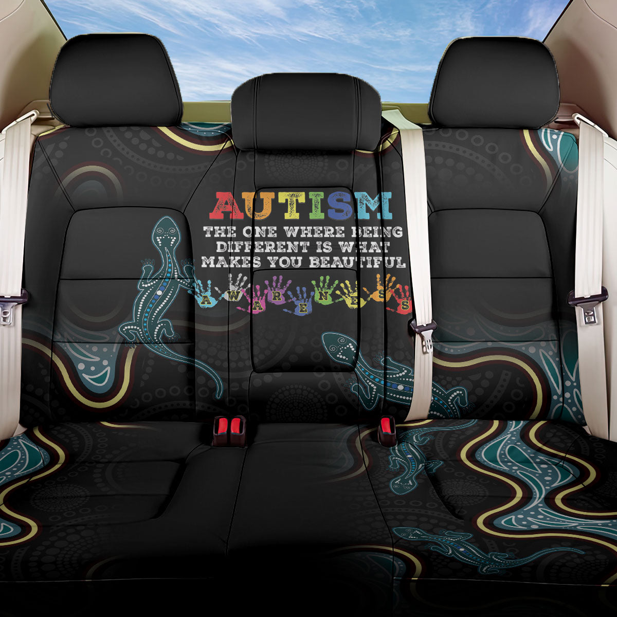Australia Autism Support Aboriginal Lizard Back Car Seat Cover